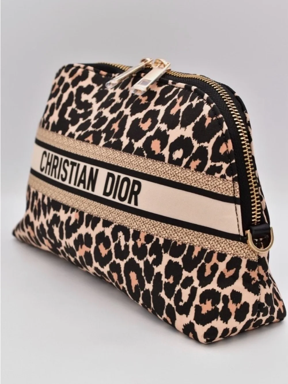 Dior Leopard Print Cosmetic Case in Beige and Black